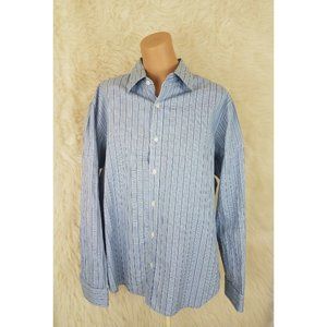 Michael Kors Mens Size Large Long Sleeve Button Down Shirt Blue & White Plaid G